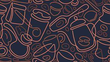 Coffee line abstract print. Vector seamless sketch