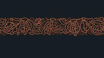 Cacao abstract seamless pattern. Art line border vector