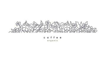 Coffee template. Vector branch, bean. Abstract