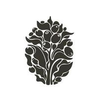 Coffee plant, raw bean. Vector stamp Nature design