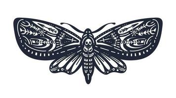 Butterfly hawk moth or death. Vector insect, print