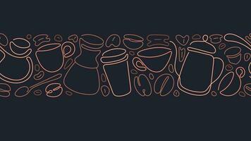 Coffee linear seamless print Abstract cup Espresso vector