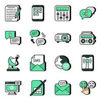 Pack of Communication and Technology Flat Icons vector