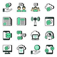 paquete de iconos planos de comunicación vector