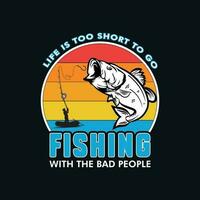 diseño de camiseta de pesca vector