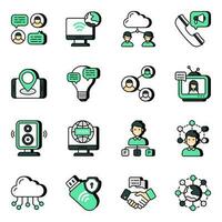 Pack of Communication and Chatting Flat Icons vector