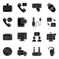 Pack of Communication and Conversation Solid Icons vector