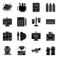 Set of Learning and Study Solid Icons vector
