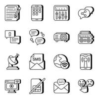 Pack of Communication and Technology Linear Icons vector