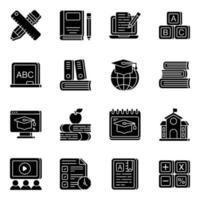 Set of Education Solid Icons vector