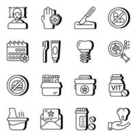 Set of Medical and Biology Linear Icons vector