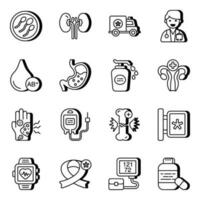 Set of Medical and Pharmaceutical Linear Icons vector