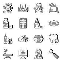 Set of Medical and Healthcare Linear Icons vector