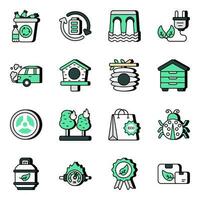 Pack of Nature and Plant Flat Icons vector
