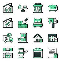 Set of Landed Property Flat Icons vector