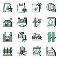 Pack of Nature and Eco Flat Icons vector