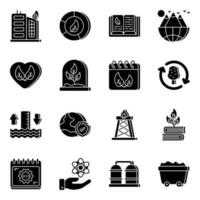 Pack of Nature and Agriculture Solid Icons vector