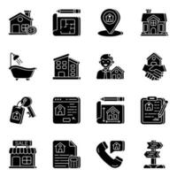 Set of Property Solid Icons vector