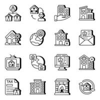Set of Buildings Linear Icons vector