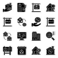 Set of Real Estate Solid Icons vector