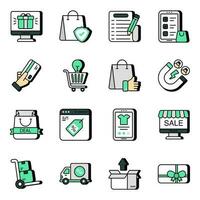 Set of Shopping and Payment Flat Icons vector