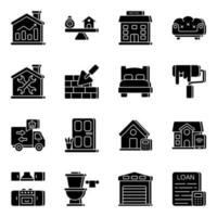Set of Landed Property Solid Icons vector