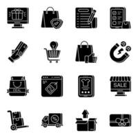 Set of Shopping and Payment Solid Icons vector