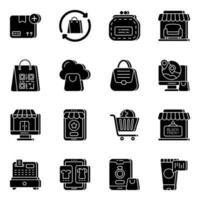 Set of Shopping and Discount Solid Icons vector