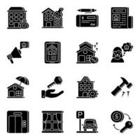 Set of Home and Property Solid Icons vector