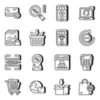 Set of Online Shopping Linear Icons vector