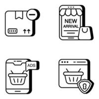 Set of Shopping, Buying and Ecommerce Linear Icons vector