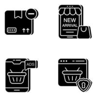 Set of Shopping, Buying and Ecommerce Solid Icons vector