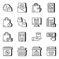 Set of Shopping and Buying Linear Icons vector