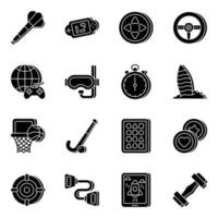 Pack of Sports Tools Solid Icons vector