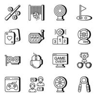 Pack of Sports Equipment Linear Icons vector