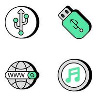 Pack of Media and Multimedia Flat Icons vector