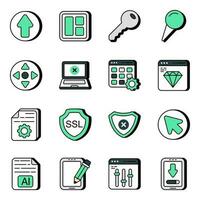 paquete de iconos planos ui y ux vector