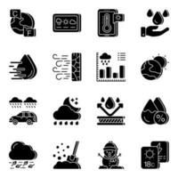 Pack of Forecast and Overcast Solid Icons vector