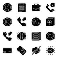 Pack of Data Solid Icons vector