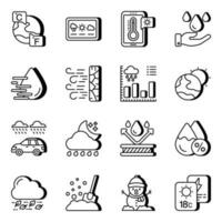 Pack of Forecast and Overcast Linear Icons vector