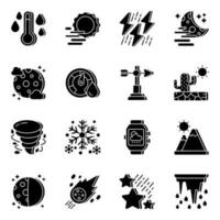 Pack of Weather Overcast Solid Icons vector