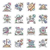 Pack of Space Flat Icons vector