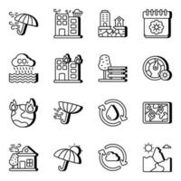 Pack of Weather Prediction Linear  Icons vector
