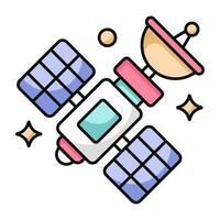 un plano diseño icono de satélite plato vector