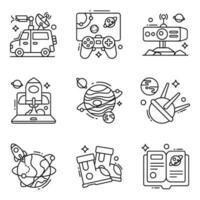 Pack of Astrophysics Linear  Icons vector