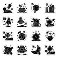 Pack of Astronomy Solid Icons vector