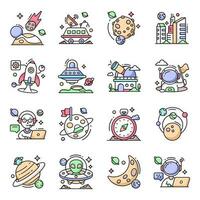 Pack of Astronomy Flat Icons vector