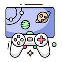 Vector design of space video gaming, flat design icon