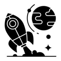 Conceptual solid design icon of rocket vector