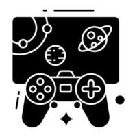 Vector design of space video gaming, solid design icon